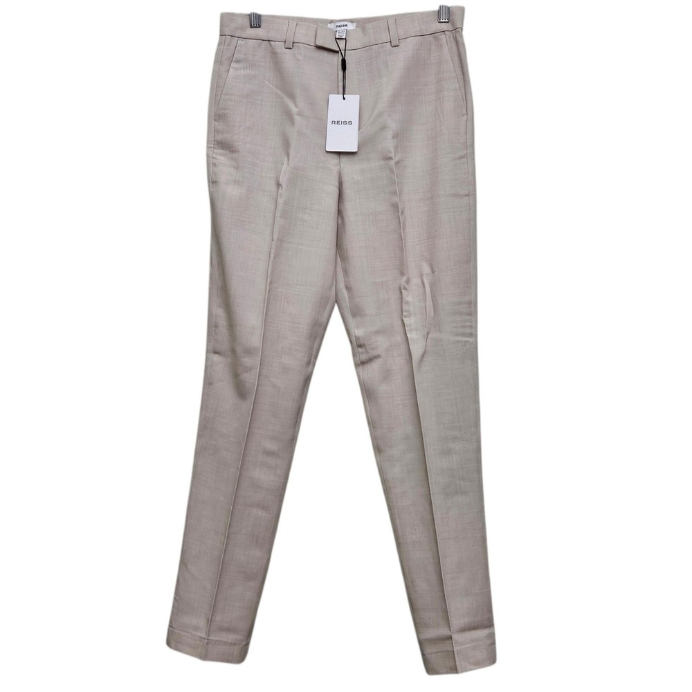 Reiss Belmont Trousers Kids 13-14Y‎ Stone Beige Slim Fit Wool Blend Dress Pants